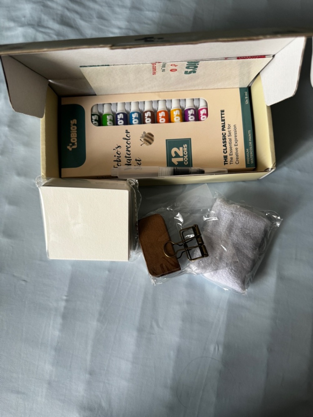 Tobios Watercolor Kit and Extra Pen Brushes, 12 Colors and Small Canvases